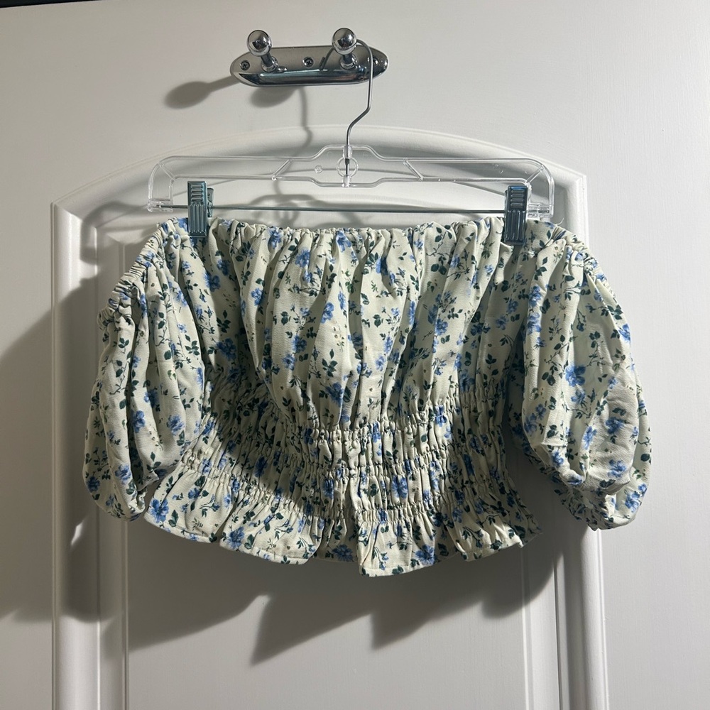 Abercrombie & Fitch Cream Smocked Top